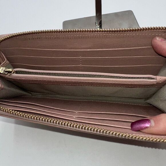 Furla Saffiano Leather Made in Italy Zip Around‎ Wallet in Blush - Picture 13 of 13